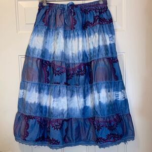 Blue and Purple Women's Skirt Free Size